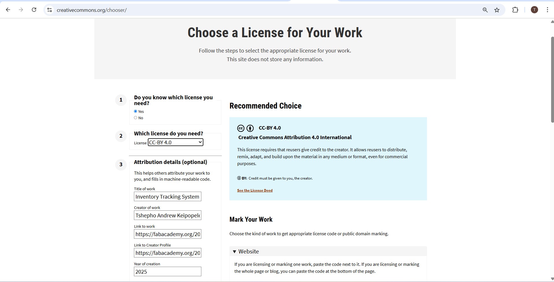 Choose a licence